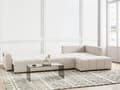 Miniatyrbillede 4 af 11: Sovesofa med Chaiselong Beige 4 Personers Sofa L Formet Dyb Sofaseng Siddemøbel Blød Stofsofa Design Hjørnesovesofa med Opbevaring