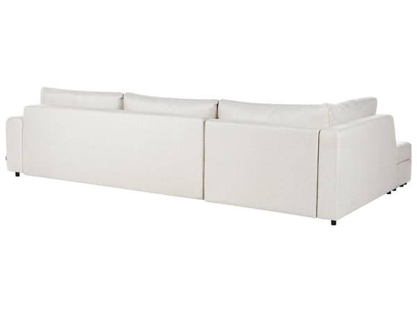 Sovesofa med Chaiselong Beige 4 Personers Sofa L Formet Dyb Sofaseng Siddemøbel Blød Stofsofa Design Hjørnesovesofa med Opbevaring