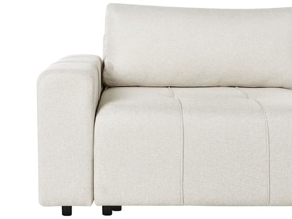 Sovesofa med Chaiselong Beige 4 Personers Sofa L Formet Dyb Sofaseng Siddemøbel Blød Stofsofa Design Hjørnesovesofa med Opbevaring
