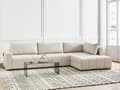 Miniatyrbillede 2 af 11: Sovesofa med Chaiselong Beige 4 Personers Sofa L Formet Dyb Sofaseng Siddemøbel Blød Stofsofa Design Hjørnesovesofa med Opbevaring