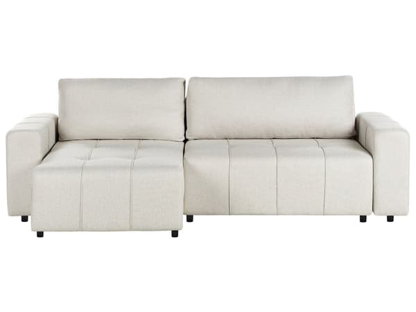Sovesofa med Chaiselong Beige 3 Personers Sofa L Formet Dyb Sofaseng Siddemøbel Blød Stofsofa Design Hjørnesovesofa med Opbevaring