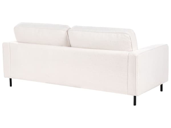 3-seters Sofa Hvit Boucle Retro Design Stue Aksentstol Svart Ben Spor Arm