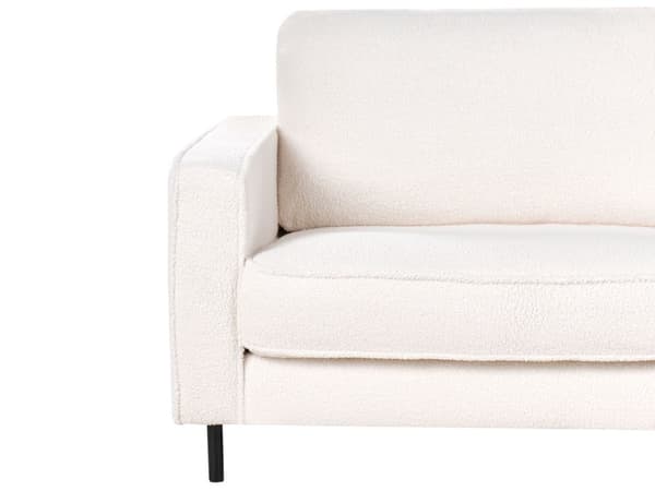 3-seters Sofa Hvit Boucle Retro Design Stue Aksentstol Svart Ben Spor Arm