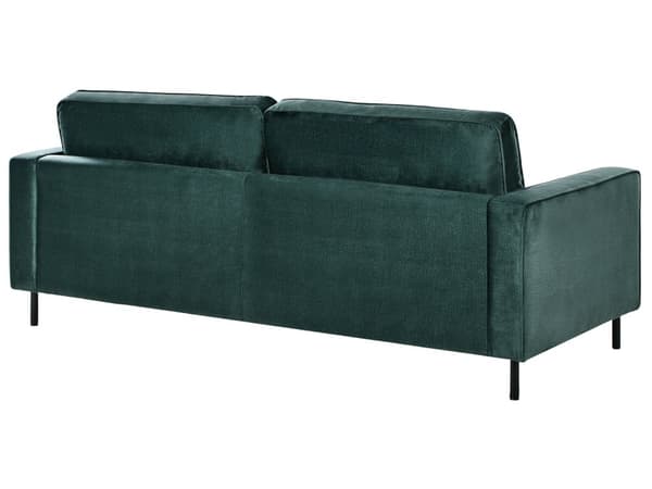 3-seters Sofa Mørkegrønn Fløyel Retro Design Stue Aksentstol Svart Ben Spor Arm