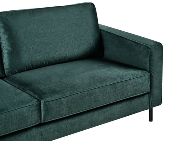 3-seters Sofa Mørkegrønn Fløyel Retro Design Stue Aksentstol Svart Ben Spor Arm