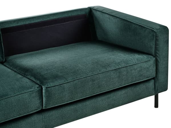 3-seters Sofa Mørkegrønn Fløyel Retro Design Stue Aksentstol Svart Ben Spor Arm