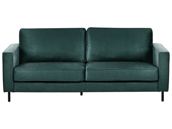 3-seters Sofa Mørkegrønn Fløyel Retro Design Stue Aksentstol Svart Ben Spor Arm