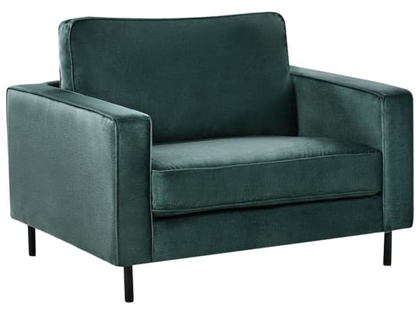 Sofasett Mørkegrønn Fløyel Polyester 3 Seter Sofa Lenestol Retro Design Stue