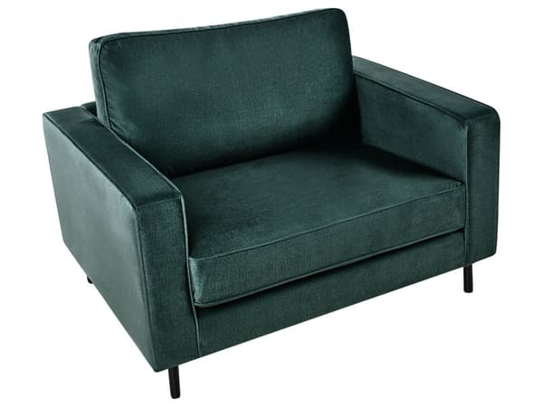 Sofasett Mørkegrønn Fløyel Polyester 3 Seter Sofa Lenestol Retro Design Stue