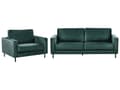 Miniatyrbilde 1 av 11: Sofasett Mørkegrønn Fløyel Polyester 3 Seter Sofa Lenestol Retro Design Stue