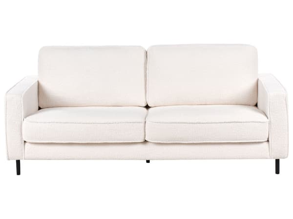 Sofasett Hvit Boucle Trekk 3-seters Sofa Lenestol Retro Stue Design