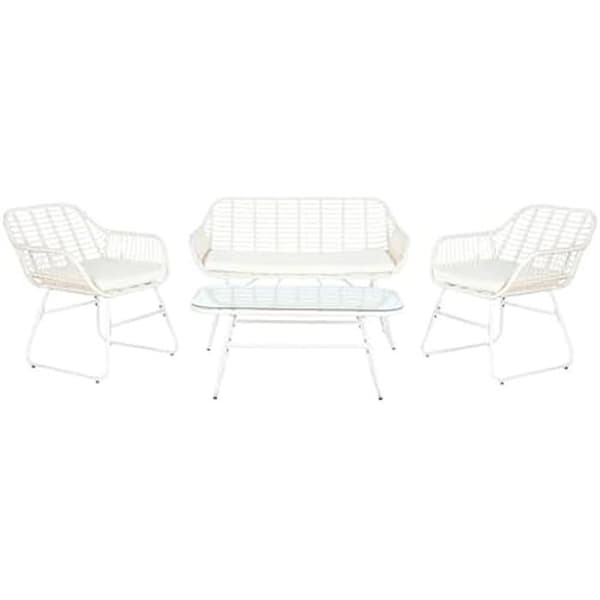 Soff- och bordsset - DKD Home Decor - Flerfärgad - Metall och rotting - 124x84x74 cm