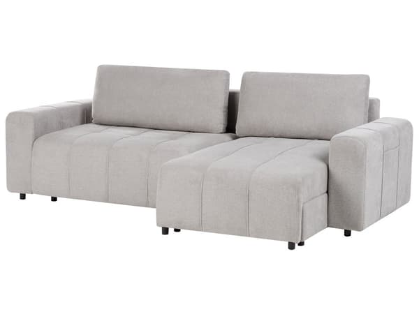 Sovesofa med Chaiselong Lysegrå 3 Personers Sofa L Formet Dyb Sofaseng Siddemøbel Blød Stofsofa Design Hjørnesovesofa med Opbevaring