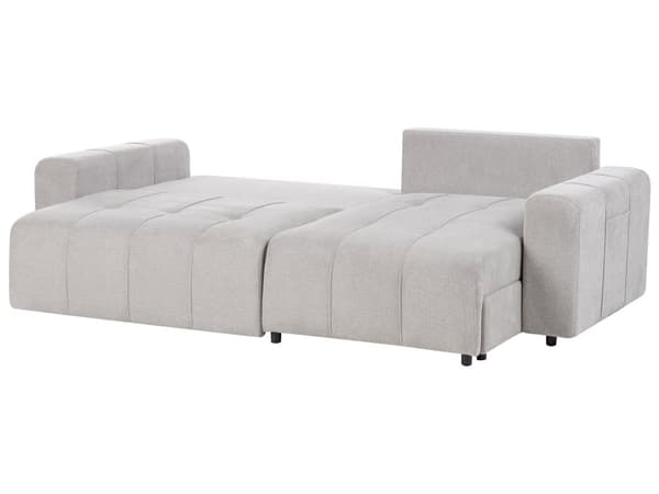 Sovesofa med Chaiselong Lysegrå 3 Personers Sofa L Formet Dyb Sofaseng Siddemøbel Blød Stofsofa Design Hjørnesovesofa med Opbevaring