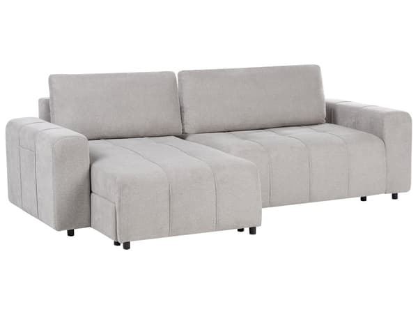 Sovesofa med Chaiselong Lysegrå 3 Personers Sofa L Formet Dyb Sofaseng Siddemøbel Blød Stofsofa Design Hjørnesovesofa med Opbevaring