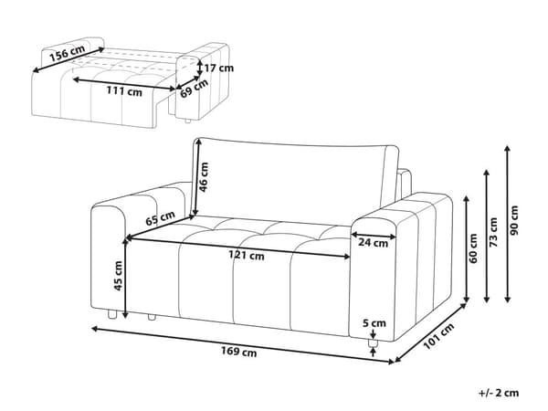 Sovesofa Lysegrå Polyester 2 Personers Moderne Blød Sofa Sofaseng To Personers Designsofa Praktisk Splitback Stofsofa med Opbevaring