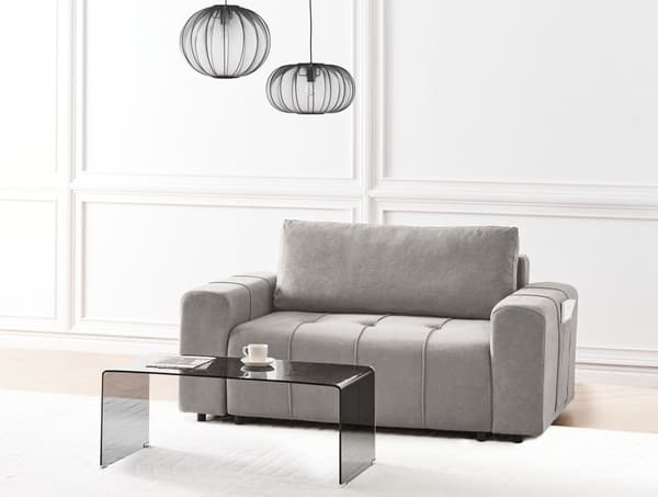 Sovesofa Lysegrå Polyester 2 Personers Moderne Blød Sofa Sofaseng To Personers Designsofa Praktisk Splitback Stofsofa med Opbevaring