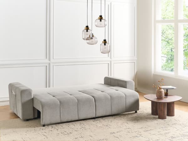 3-seters Sofa Lysegrå Stofftrekk med Oppbevaring Tykt Polstret Moderne Stil Stue Møbler