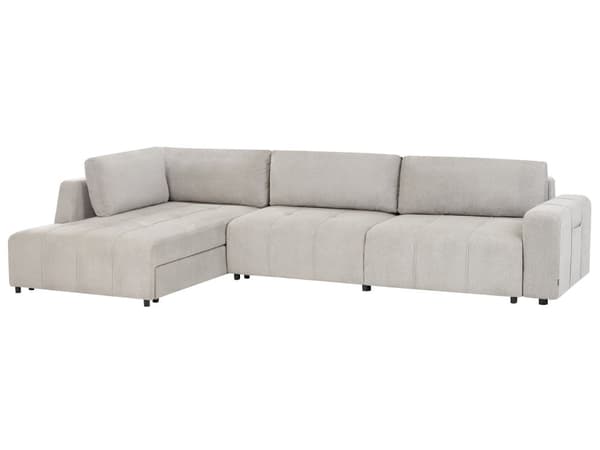 4 Hjørneseter Sovesofa Høyrehendt Lysegrå Stoffpolstring med Oppbevaring Tykt Polstret Moderne Stil Stue Møbler