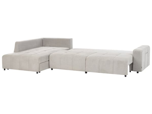 4 Hjørneseter Sovesofa Høyrehendt Lysegrå Stoffpolstring med Oppbevaring Tykt Polstret Moderne Stil Stue Møbler