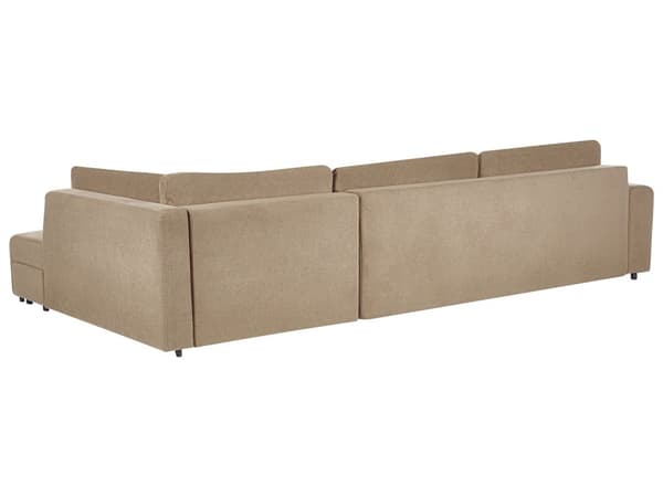 Sovesofa med Chaiselong Brun 4 Personers Sofa L Formet Dyb Sofaseng Siddemøbel Blød Stofsofa Design Hjørnesovesofa med Opbevaring