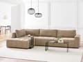 Miniatyrbillede 2 af 11: Sovesofa med Chaiselong Brun 4 Personers Sofa L Formet Dyb Sofaseng Siddemøbel Blød Stofsofa Design Hjørnesovesofa med Opbevaring