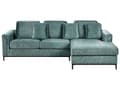 Miniatyrbillede 1 af 11: Hjørnesofa med Chaiselong Blågrøn Velour 4 Personers Sofa L Formet Dyb Sofahjørne Siddemøbel Blød Stofsofa Venstrevendt