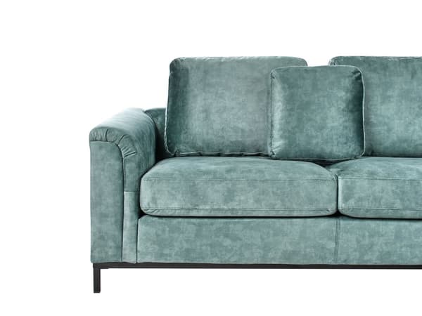 Hjørnesofa med Chaiselong Blågrøn Velour 4 Personers Sofa L Formet Dyb Sofahjørne med Fodskammel Siddemøbel Blød Stofsofa Venstrevendt