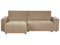 Miniatyrbillede 1 af 11: Sovesofa med Chaiselong Brun 3 Personers Sofa L Formet Dyb Sofaseng Siddemøbel Blød Stofsofa Design Hjørnesovesofa med Opbevaring