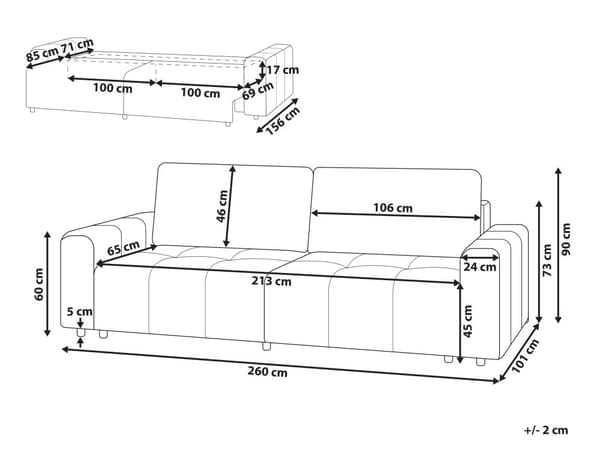 Sovesofa Brun Polyester 3 Personers Moderne Blød Sofa Sofaseng Tre Personers Designsofa Praktisk Splitback Stofsofa med Opbevaring