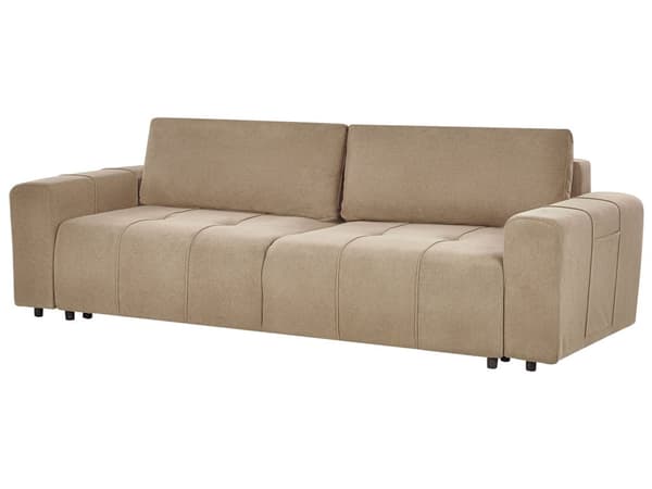 Sovesofa Brun Polyester 3 Personers Moderne Blød Sofa Sofaseng Tre Personers Designsofa Praktisk Splitback Stofsofa med Opbevaring