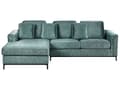 Miniatyrbillede 1 af 11: Hjørnesofa med Chaiselong Blågrøn Velour 4 Personers Sofa L Formet Dyb Sofahjørne Siddemøbel Blød Stofsofa Højrevendt
