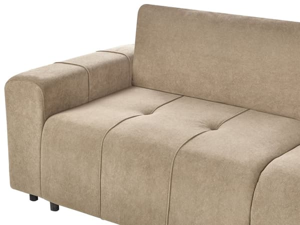 Sovesofa med Chaiselong Brun 3 Personers Sofa L Formet Dyb Sofaseng Siddemøbel Blød Stofsofa Design Hjørnesovesofa med Opbevaring