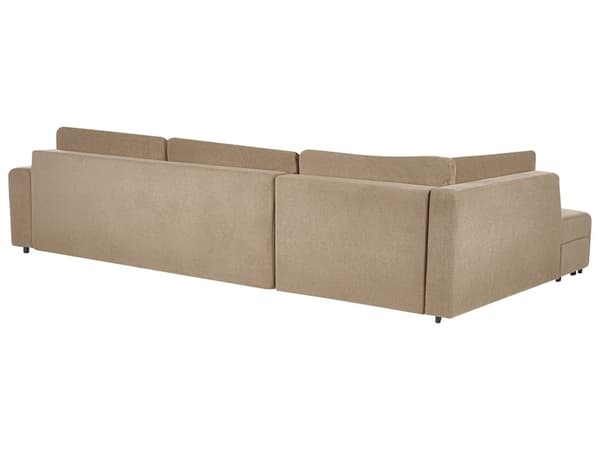 Hjørnesovesofa Brun Polyesterstoff 4-seter Venstrevendt Skjult oppbevaringsrom Tykt polstret Moderne stil Stue