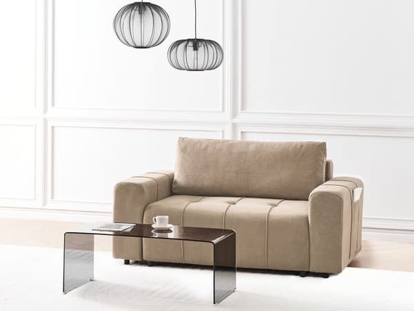 Sovesofa med oppbevaring Brun Stoff 2-seter Tykt polstret Moderne stil Stue Gjesteseng
