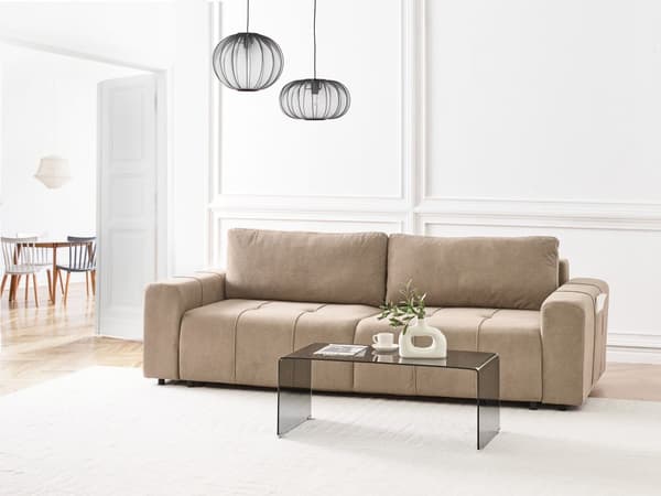 Sovesofa med oppbevaring Brun Stoff 3-seter Tykt polstret Moderne stil Stue Gjesteseng