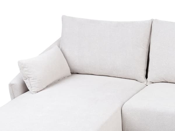 Hjørnesofa Off White Stoff Høyrehånds L-formet 3-seter med Sjeselongue Metallben Moderne Stue