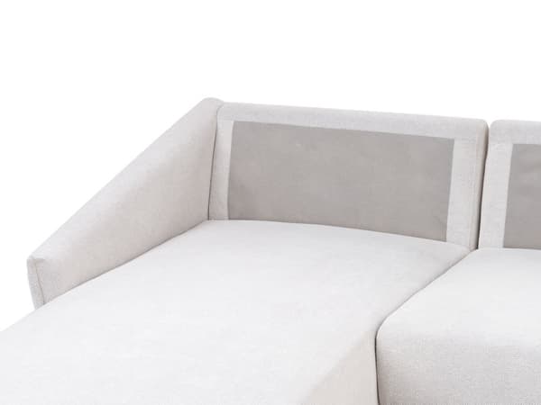 Hjørnesofa Off White Stoff Høyrehånds L-formet 3-seter med Sjeselongue Metallben Moderne Stue