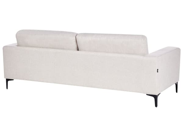 Sofa Lysebeige Polyester Stoff Polstret 3 Seter med Spor Arms Svarte Metall Ben Moderne Stue