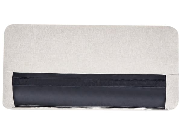 Sofa Lysebeige Polyester Stoff Polstret 3 Seter med Spor Arms Svarte Metall Ben Moderne Stue