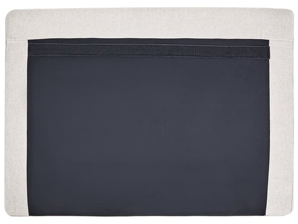 Sofa Lysebeige Polyester Stoff Polstret 3 Seter med Spor Arms Svarte Metall Ben Moderne Stue