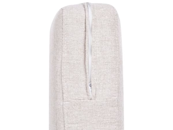 Sofa Lysebeige Polyester Stoff Polstret 3 Seter med Spor Arms Svarte Metall Ben Moderne Stue