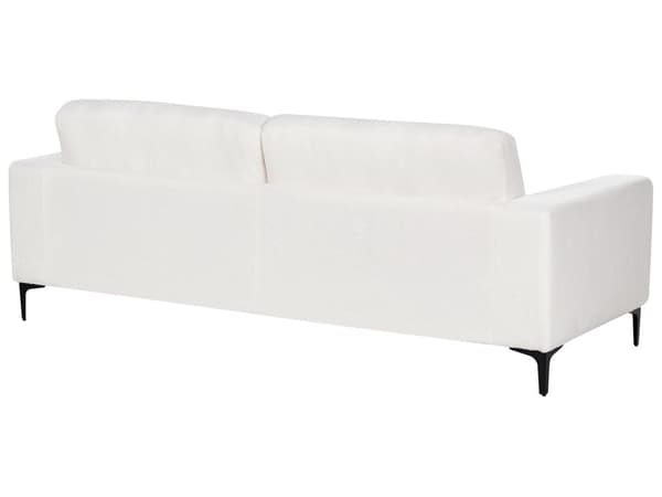 Sofa Off White Boucle Stoff Polstret 3 Seter med Spor Arms Svarte Metall Ben Moderne Stue