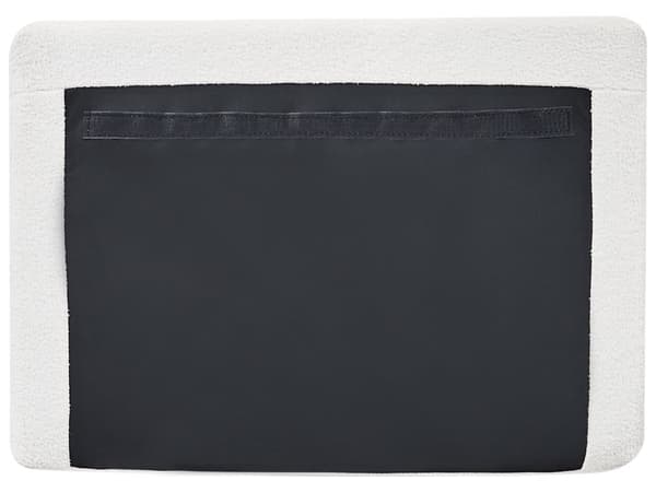 Sofa Off White Boucle Stoff Polstret 3 Seter med Spor Arms Svarte Metall Ben Moderne Stue