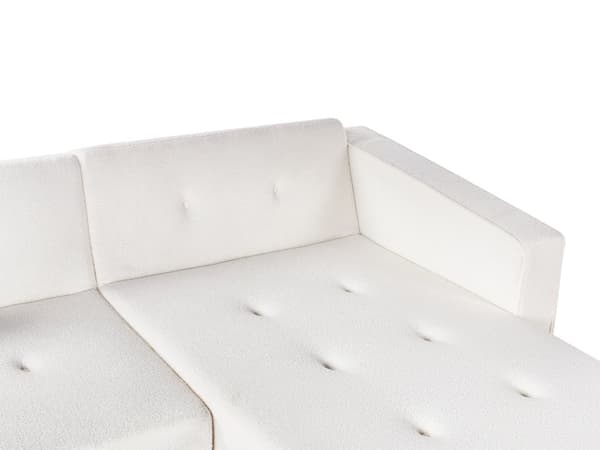 Hjørnesofa med 3 Puter Off White Boucle Polstring Lyse Treben Liggende Venstre Chaise Longue 4 Seter