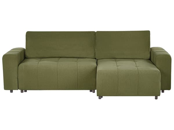3-seters Hjørnesofa Grønn Stoffpolstring med Oppbevaring Tykt Polstret Moderne Stil Stue Møbler