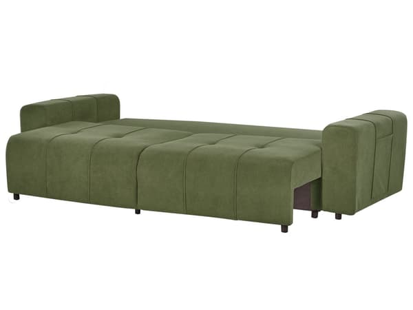 3-seters Sovesofa Grønn Stofftrekk med Oppbevaring Tykt Polstret Moderne Stil Stue Møbler