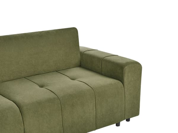 3-seters Sovesofa Grønn Stofftrekk med Oppbevaring Tykt Polstret Moderne Stil Stue Møbler