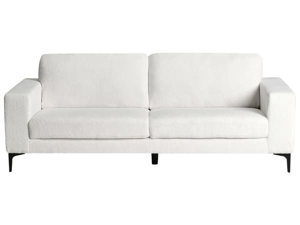 Sofa Hvid Boucle Guld Metalben 3 Personers Klassisk Stofsofa Skrånende Armlæn Tuftet Plys Designsofa til Stue Moderne Siddemøbel