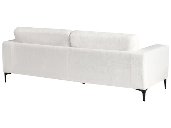 Sofa Hvid Boucle Guld Metalben 3 Personers Klassisk Stofsofa Skrånende Armlæn Tuftet Plys Designsofa til Stue Moderne Siddemøbel